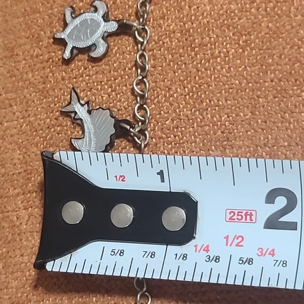 Silver Tone Charm Bracelet with Tropical Motifs, 7 Inches